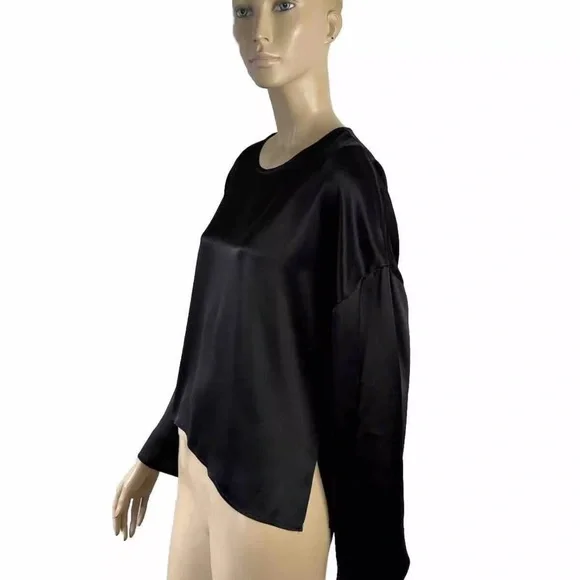 Zoran minimalist black silk dolman sleeves blouse one size